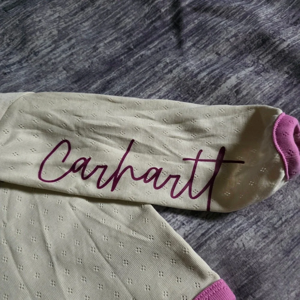 Carhartt Baby Girl Pink Truck Pointelle Long Sleeve Bodysuit TK7158-G 6M